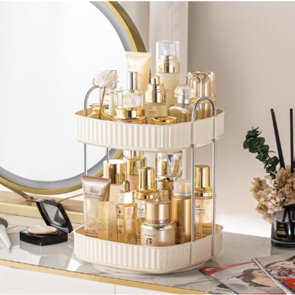 2 Tiers - 360° Turntable Makeup Organizer - Lazy Susan Cosmetics Storage - Picture 4 of 7